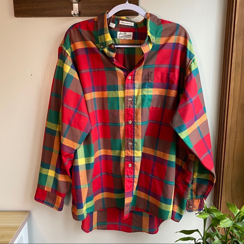 VINTAGE Sears & Roebuck Button Down Plaid Shirt
